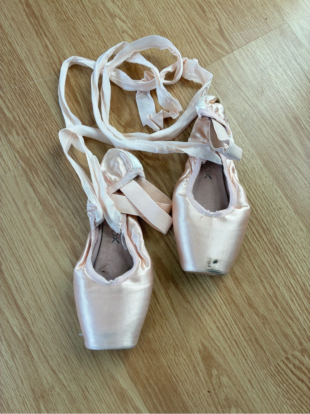 Pink Satin Pointe Ballet Shoes with Ribbons